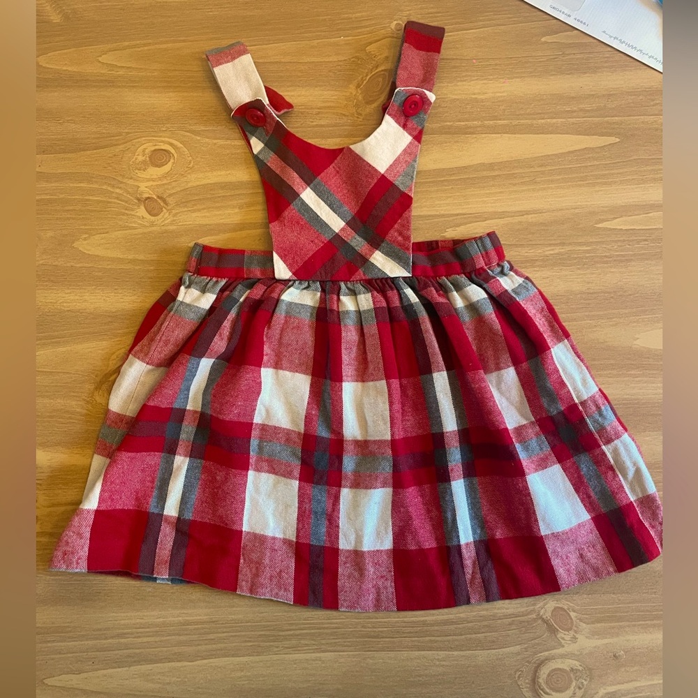 Vintage Alyssa 1960s Red Green White Plaid Holiday Overall Jumper/Dress